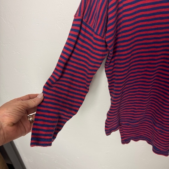 Madewell knit melody pocket tee long sleeves red navy striped medium - Picture 5 of 10
